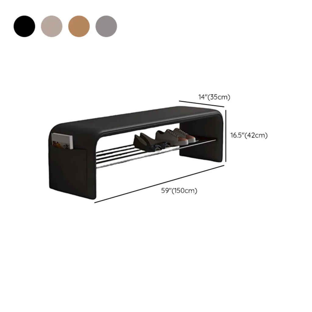 Banc de chambre minimaliste long en cuir rembourré avec rangement