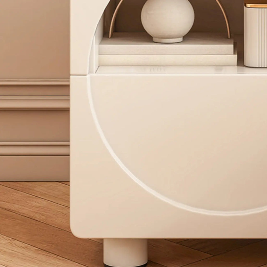 Petite table de chevet moderne à 2 niveaux en bois blanc/gris