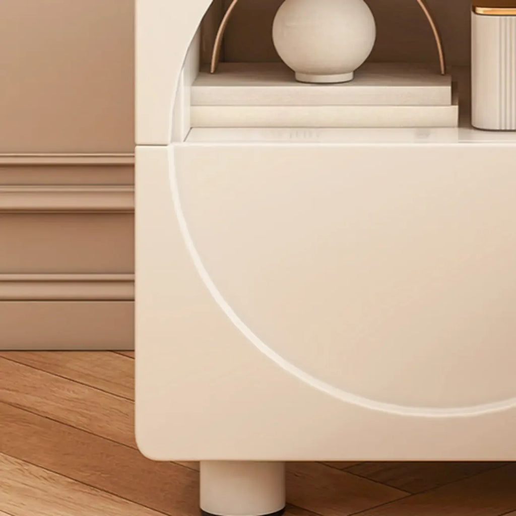 Petite table de chevet moderne à 2 niveaux en bois blanc/gris
