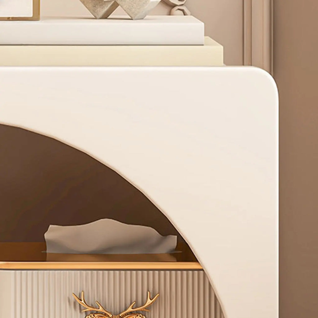 Petite table de chevet moderne à 2 niveaux en bois blanc/gris