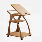 Table d'appoint pliante à 3 niveaux en bois, plateau rabattable, couleur noyer, à roulettes