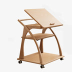 Table d'appoint pliante à 3 niveaux en bois, plateau rabattable, couleur noyer, à roulettes