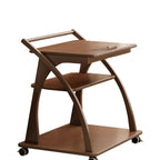 Table d'appoint pliante à 3 niveaux en bois, plateau rabattable, couleur noyer, à roulettes