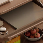 Table d'appoint pliante à 3 niveaux en bois, plateau rabattable, couleur noyer, à roulettes