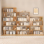 Bibliothèque verticale en noyer massif, style milieu du siècle, à dos ouvert