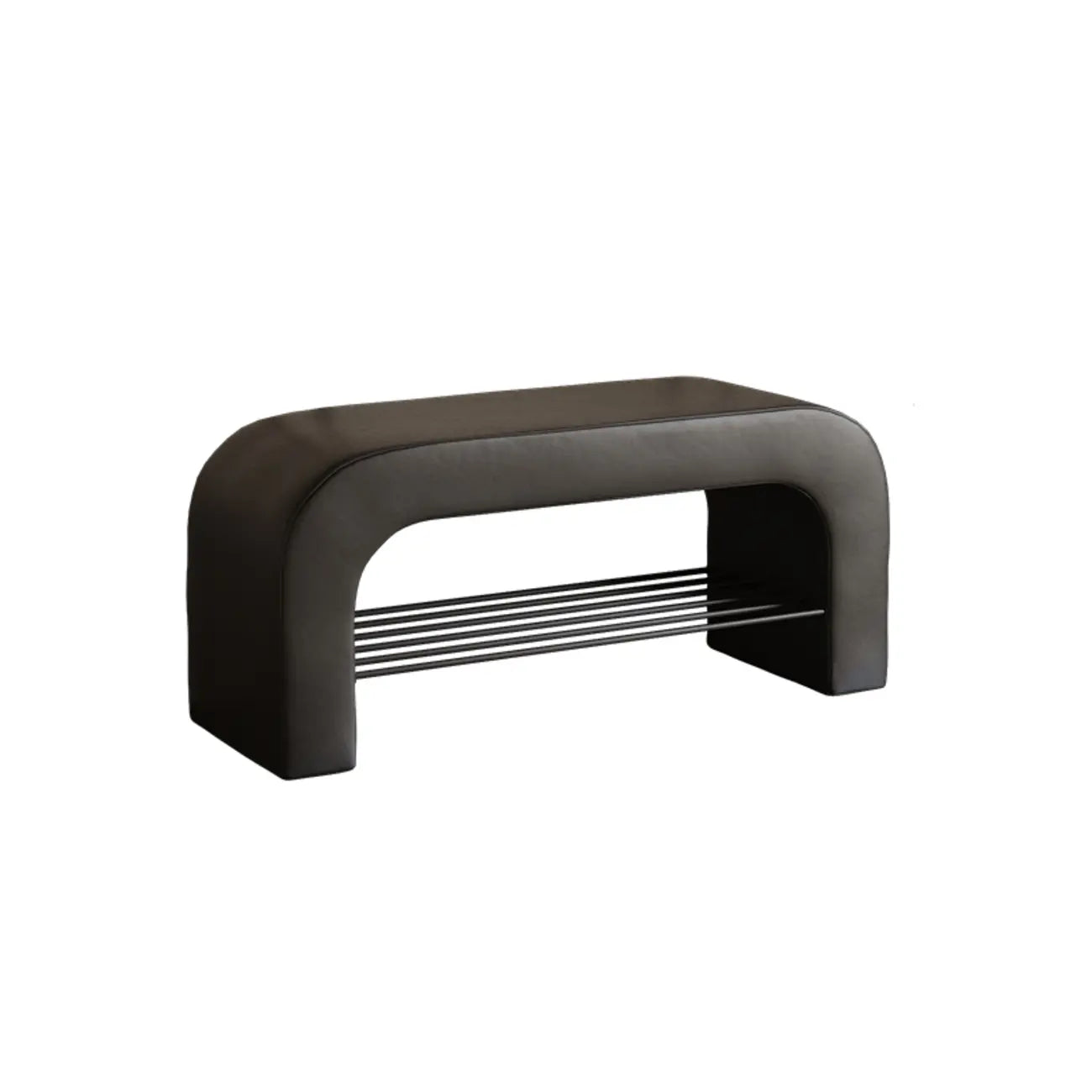 Banc de rangement incurvé et rembourré décoratif pour salon