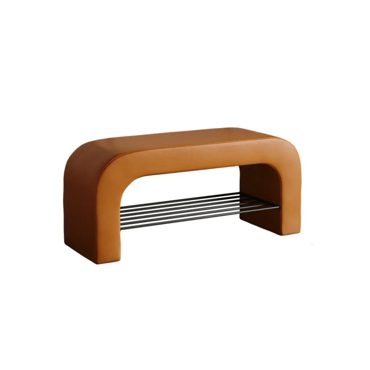 Banc de rangement incurvé et rembourré décoratif pour salon