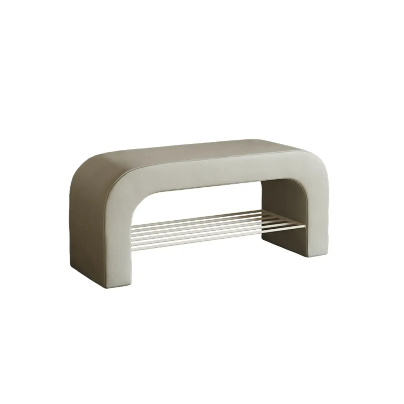 Banc de rangement incurvé et rembourré décoratif pour salon