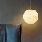 Suspension carrée en pierre dorée à 1 lumière