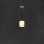 Suspension carrée en pierre dorée à 1 lumière
