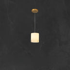 Suspension carrée en pierre dorée à 1 lumière