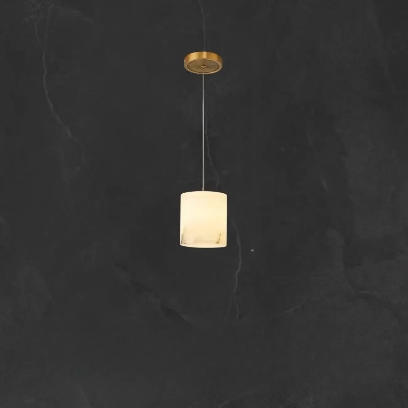 Suspension carrée en pierre dorée à 1 lumière