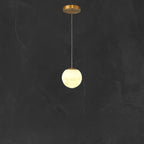 Suspension carrée en pierre dorée à 1 lumière