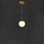 Suspension carrée en pierre dorée à 1 lumière