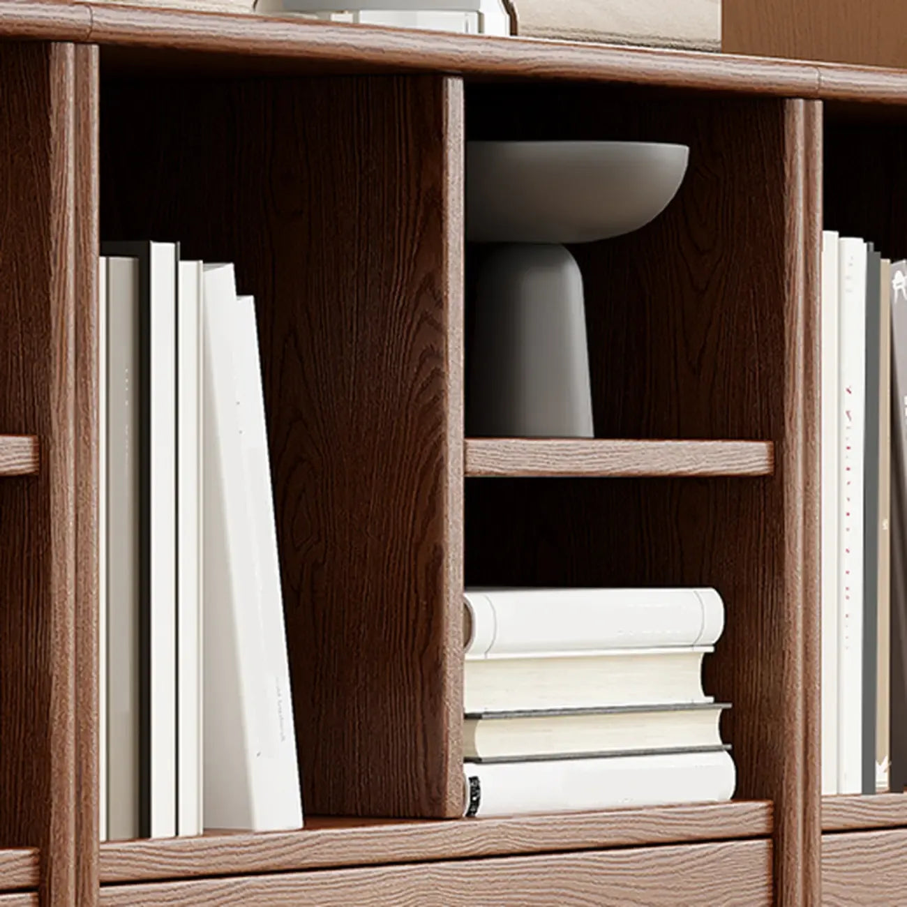 Bibliothèque ouverte horizontale en bois de cerisier pour salon
