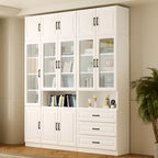 Bibliothèque verticale classique en bois blanc avec armoire