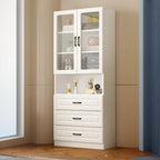 Bibliothèque verticale classique en bois blanc avec armoire