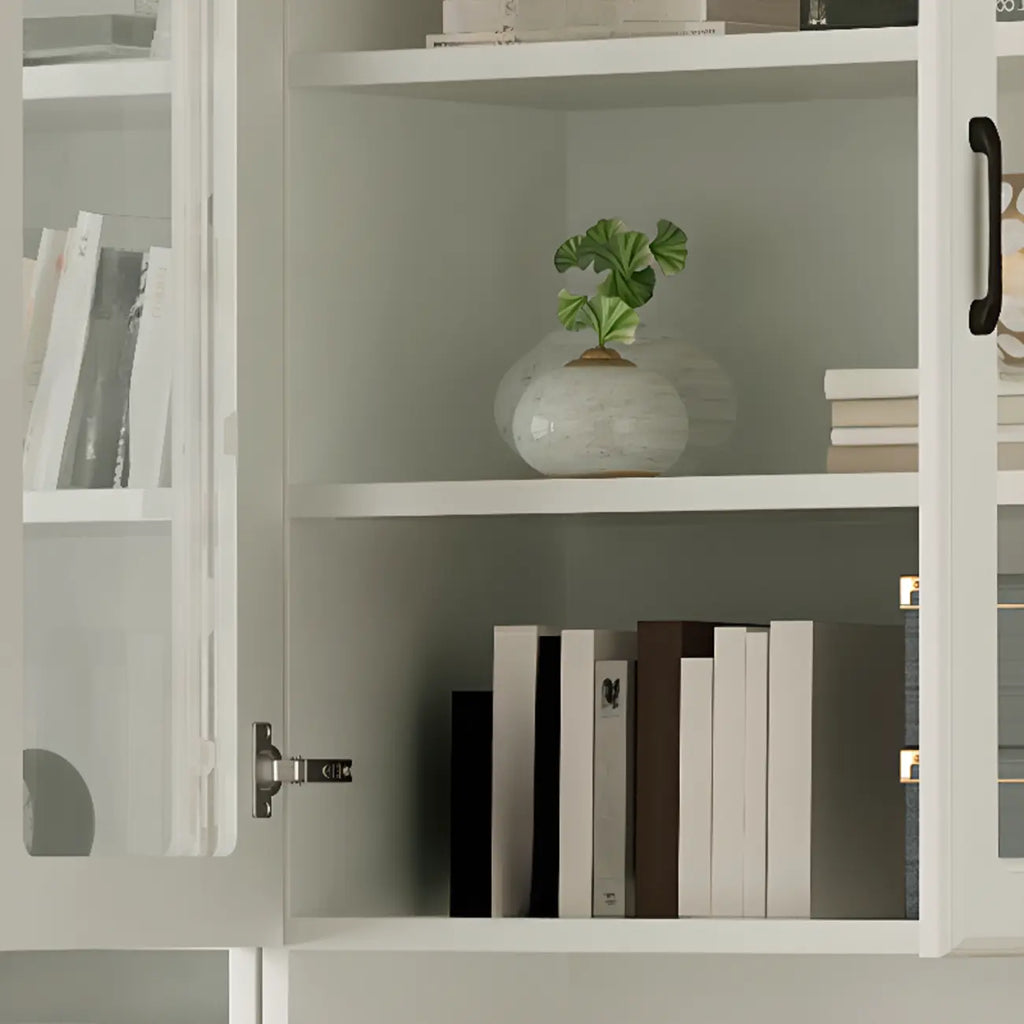 Bibliothèque verticale classique en bois blanc avec armoire