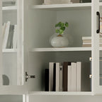Bibliothèque verticale classique en bois blanc avec armoire