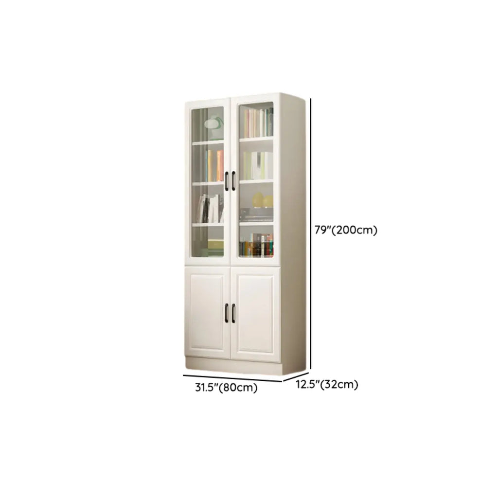 Bibliothèque verticale classique en bois blanc avec armoire