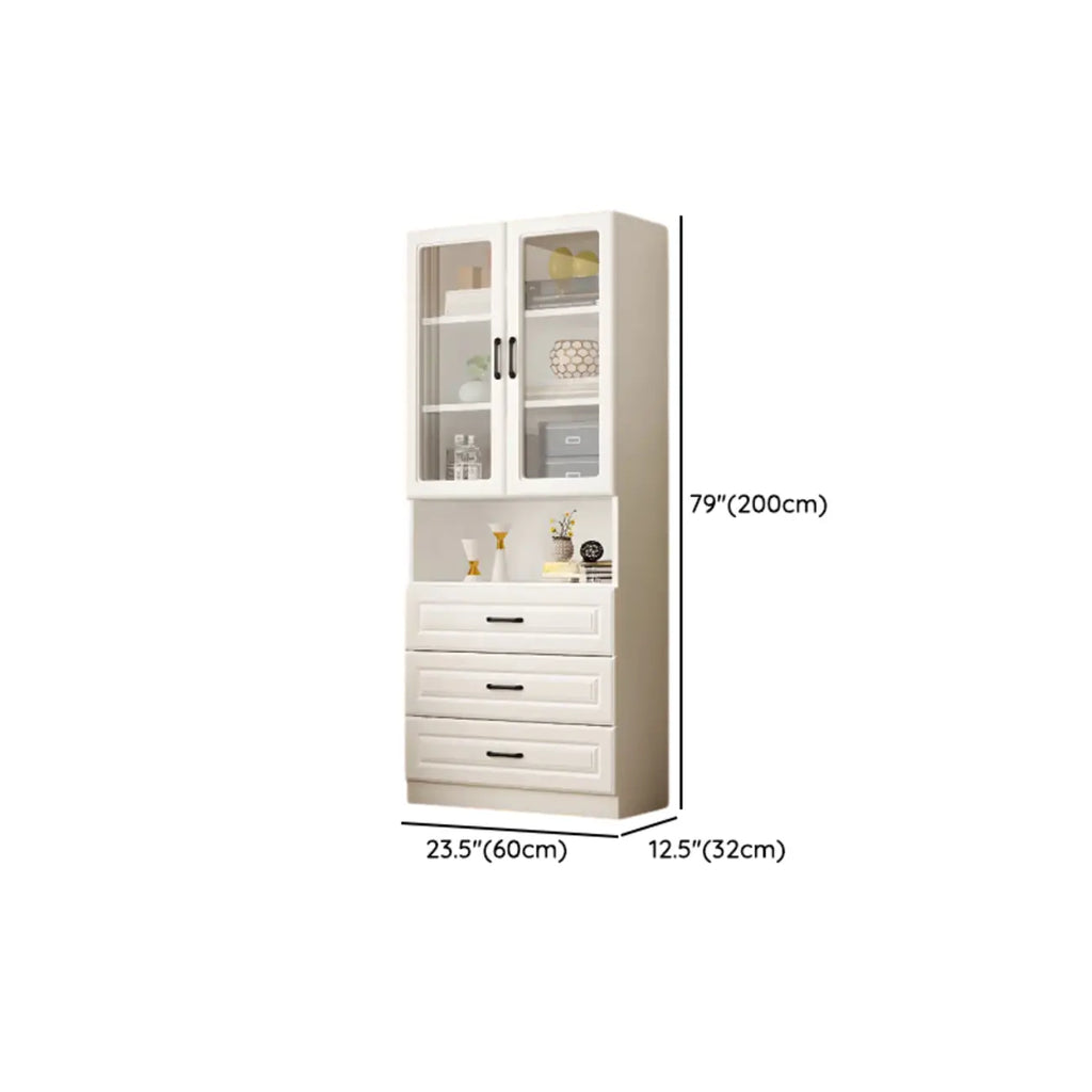 Bibliothèque verticale classique en bois blanc avec armoire