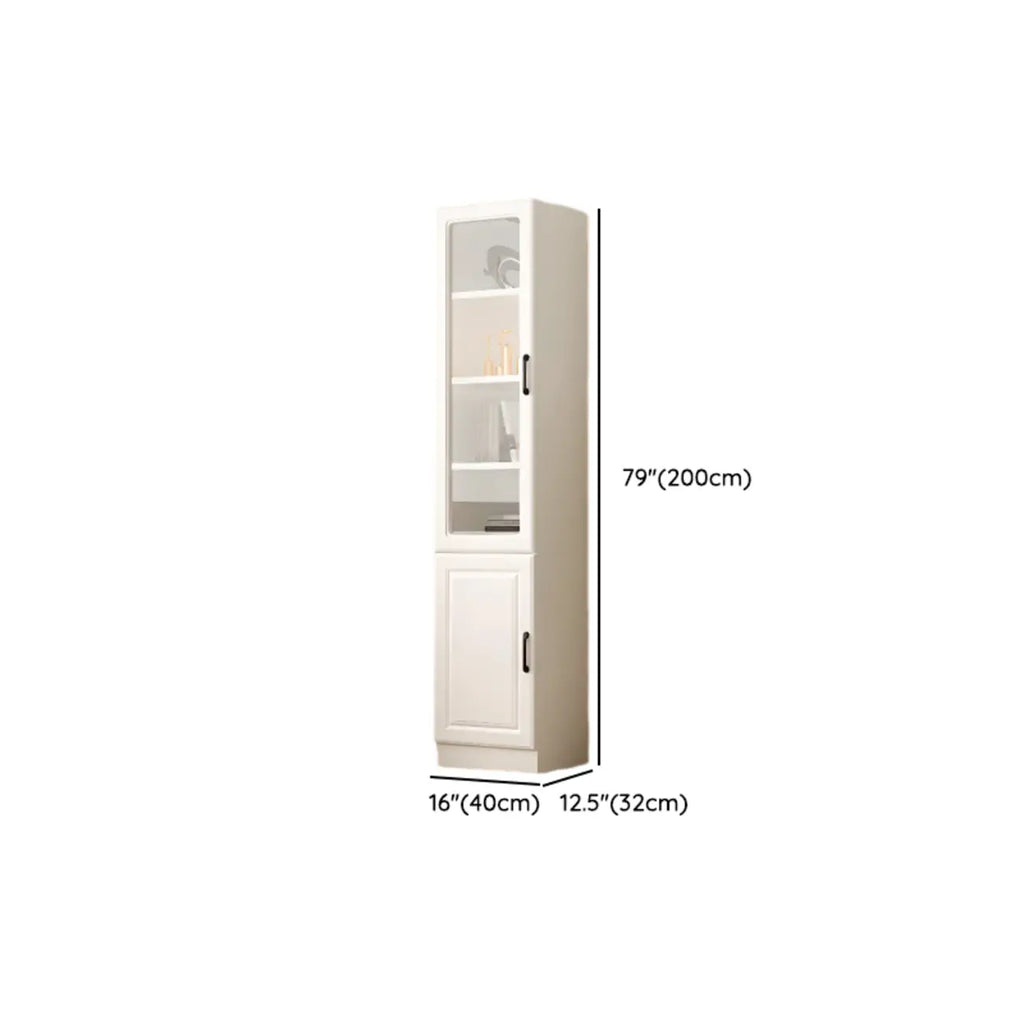 Bibliothèque verticale classique en bois blanc avec armoire
