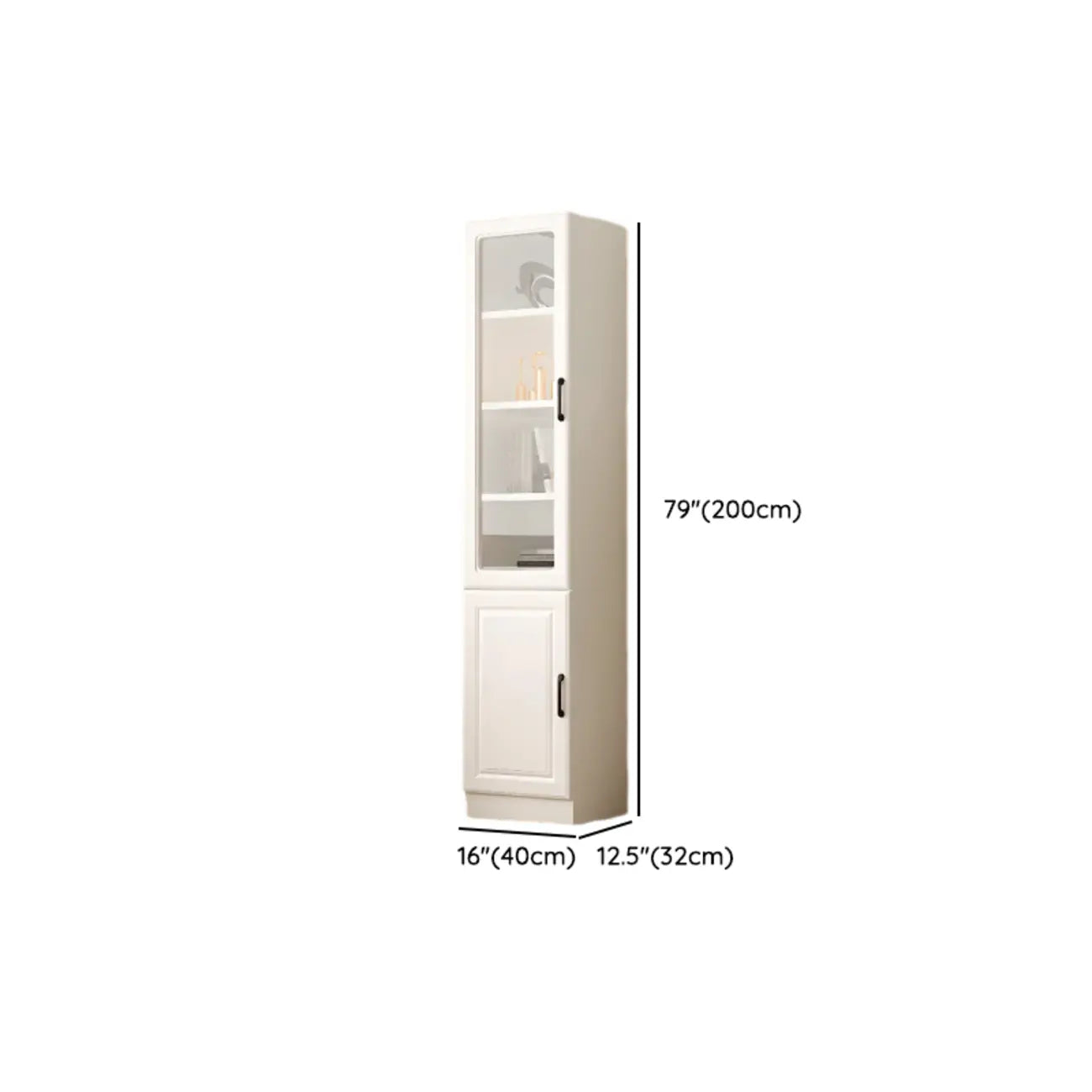 Bibliothèque verticale classique en bois blanc avec armoire