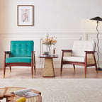 Fauteuil d'appoint glamour en flanelle à dossier haut et accoudoirs blancs