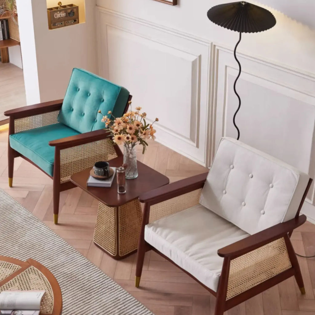 Fauteuil d'appoint glamour en flanelle à dossier haut et accoudoirs blancs