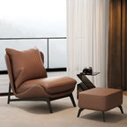 Fauteuil d'appoint moderne en cuir résistant aux chats avec repose-pieds