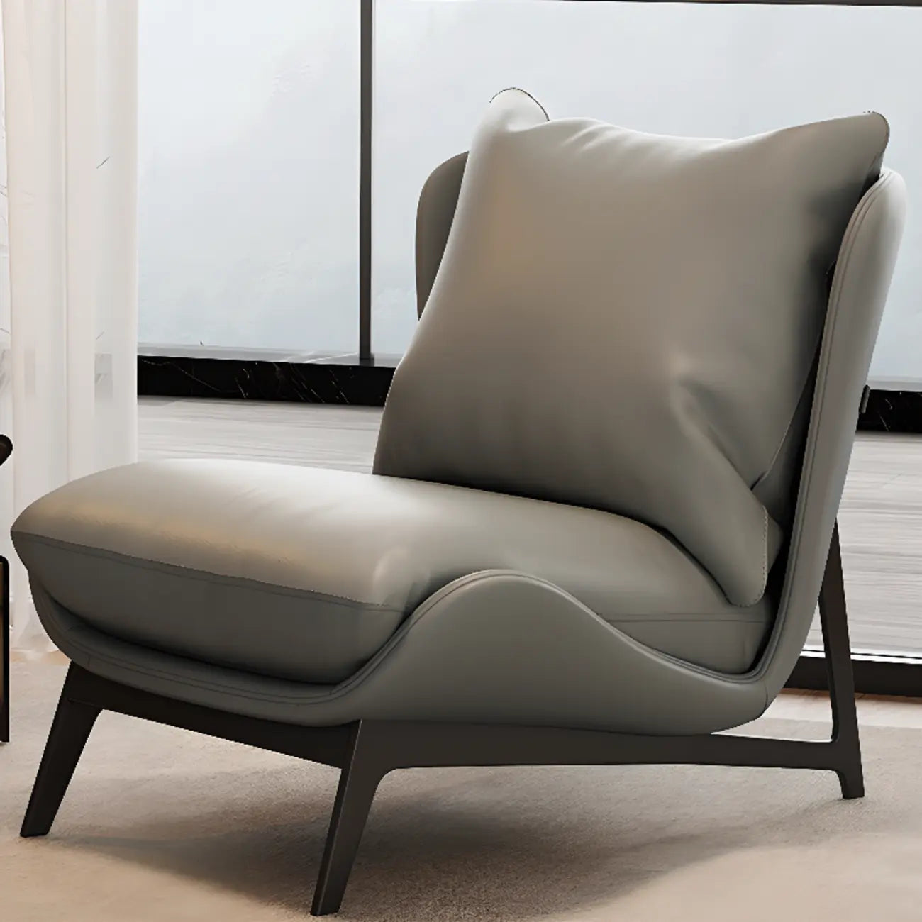 Fauteuil d'appoint moderne en cuir résistant aux chats avec repose-pieds