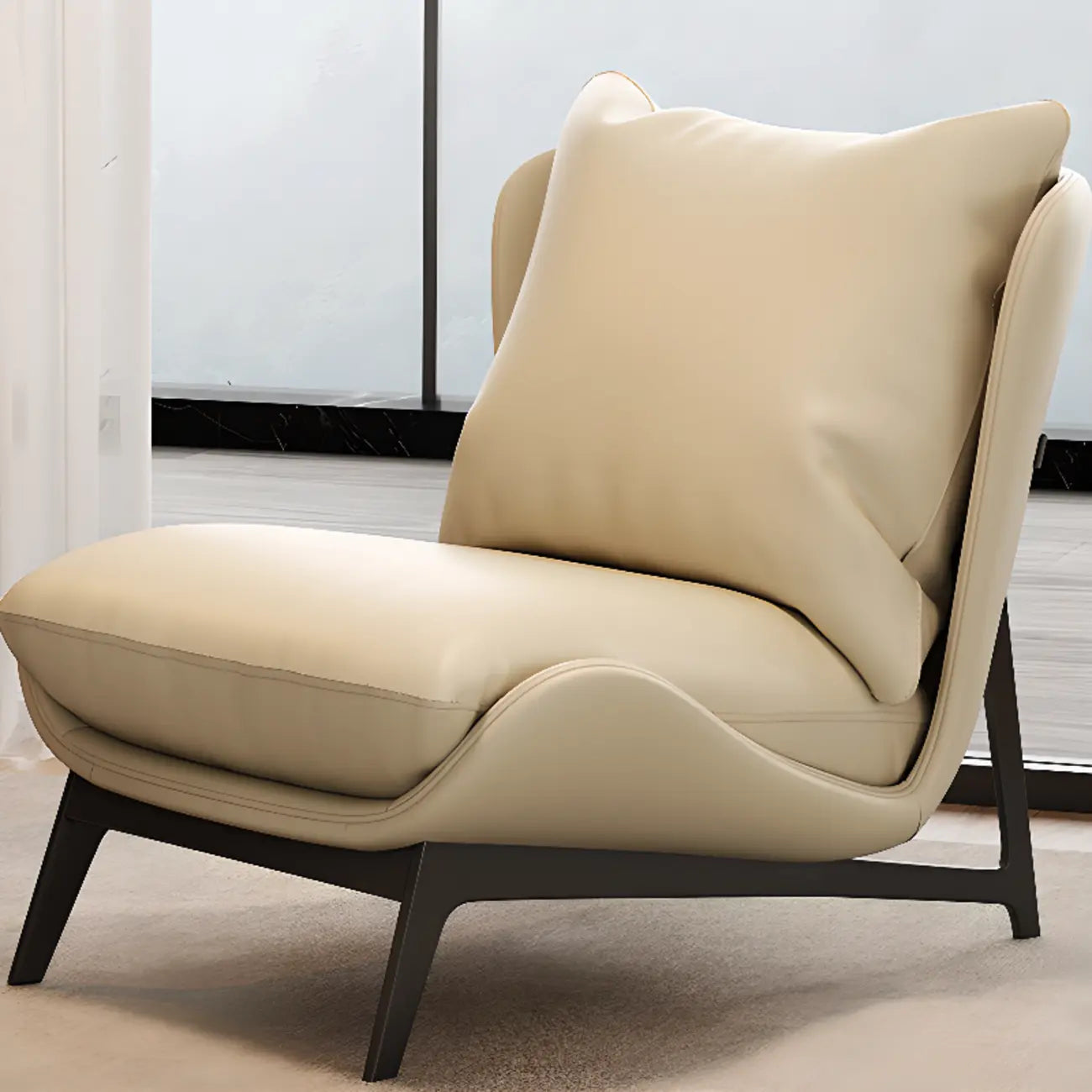 Fauteuil d'appoint moderne en cuir résistant aux chats avec repose-pieds