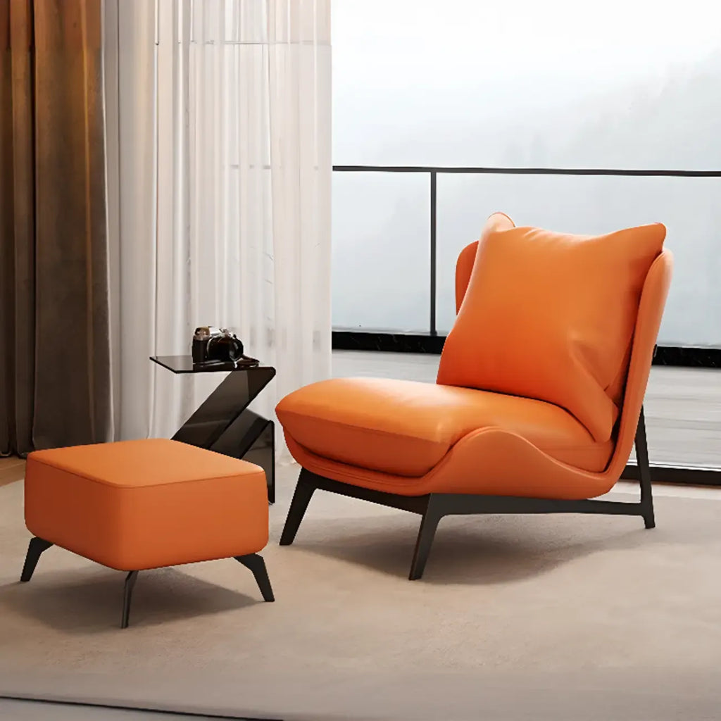 Fauteuil d'appoint moderne en cuir résistant aux chats avec repose-pieds