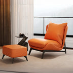 Fauteuil d'appoint moderne en cuir résistant aux chats avec repose-pieds