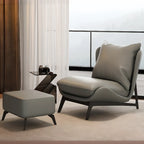 Fauteuil d'appoint moderne en cuir résistant aux chats avec repose-pieds