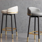 Sgabelli da bar Art Déco con schienale basso in ecopelle per cucina