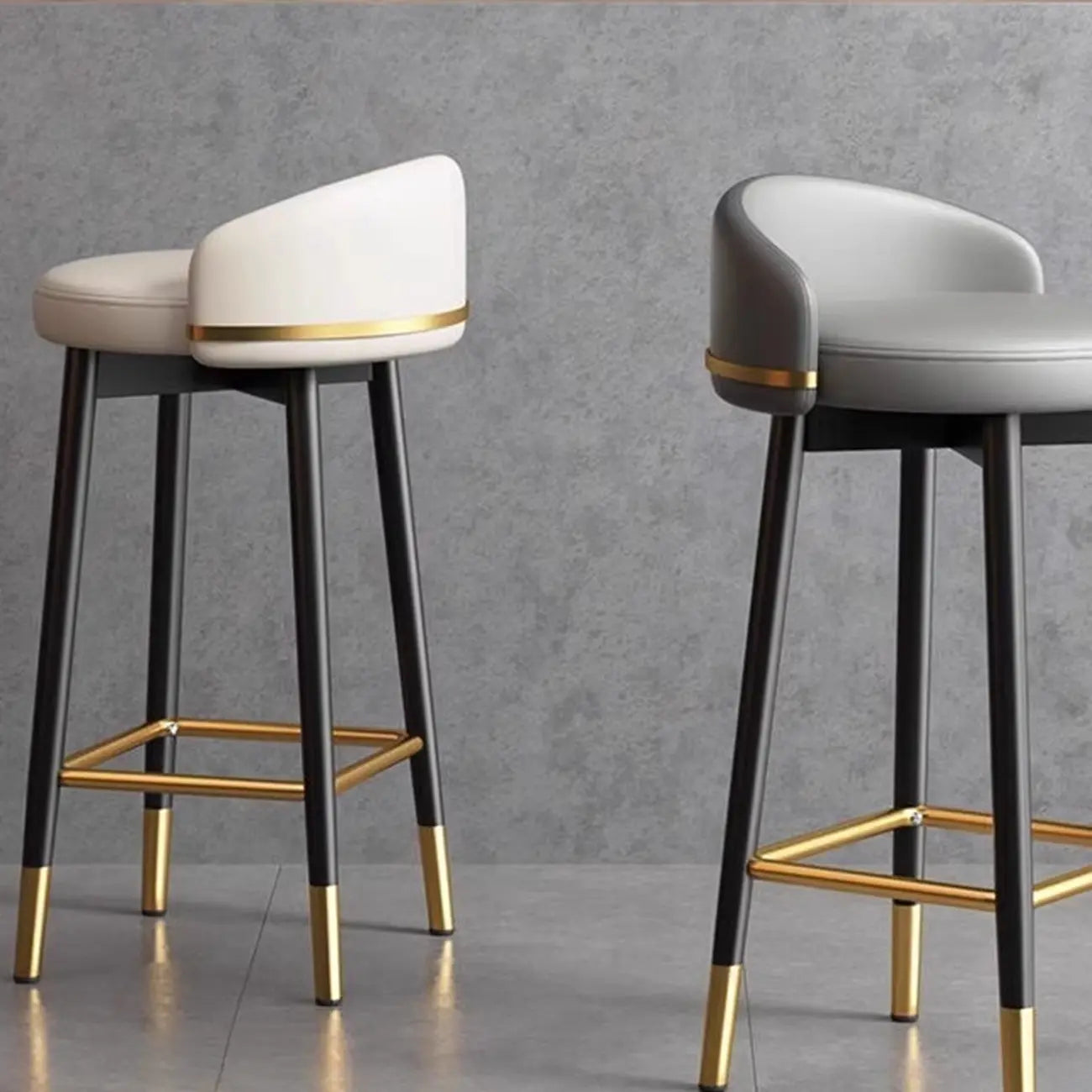 Sgabelli da bar Art Déco con schienale basso in ecopelle per cucina