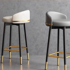 Sgabelli da bar Art Déco con schienale basso in ecopelle per cucina