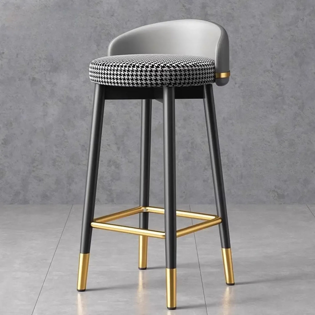 Sgabelli da bar Art Déco con schienale basso in ecopelle per cucina