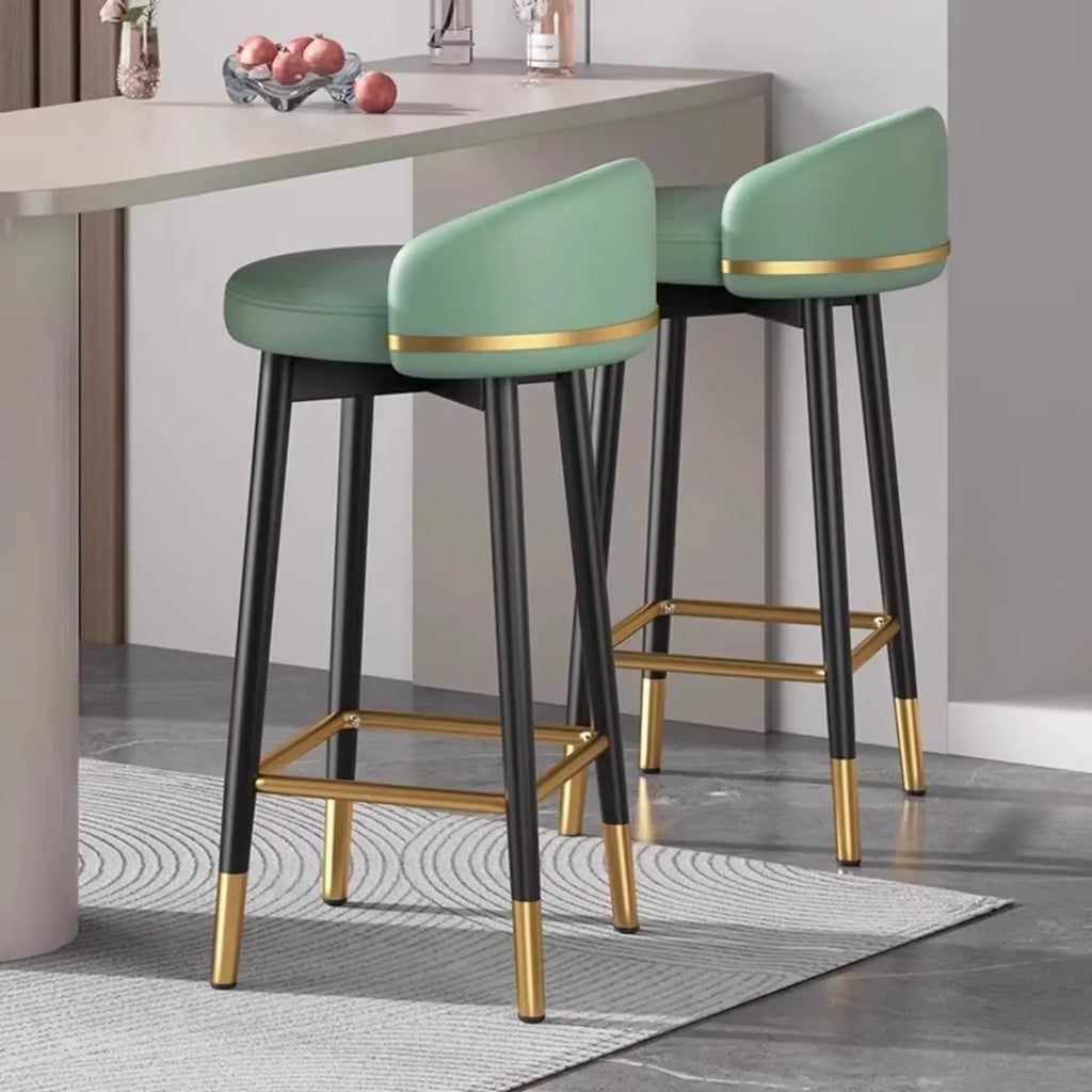 Sgabelli da bar Art Déco con schienale basso in ecopelle per cucina