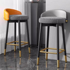 Sgabelli da bar Art Déco con schienale basso in ecopelle per cucina