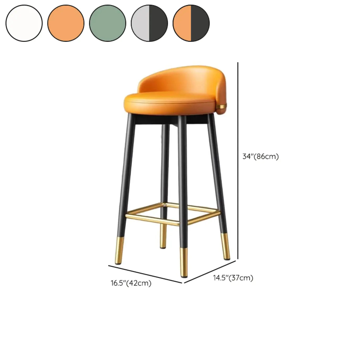 Sgabelli da bar Art Déco con schienale basso in ecopelle per cucina