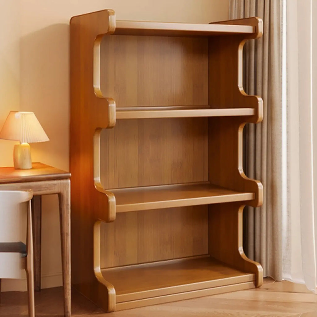 Bibliothèque moderne en bois brun, style échelle, pour le rangement de bureau