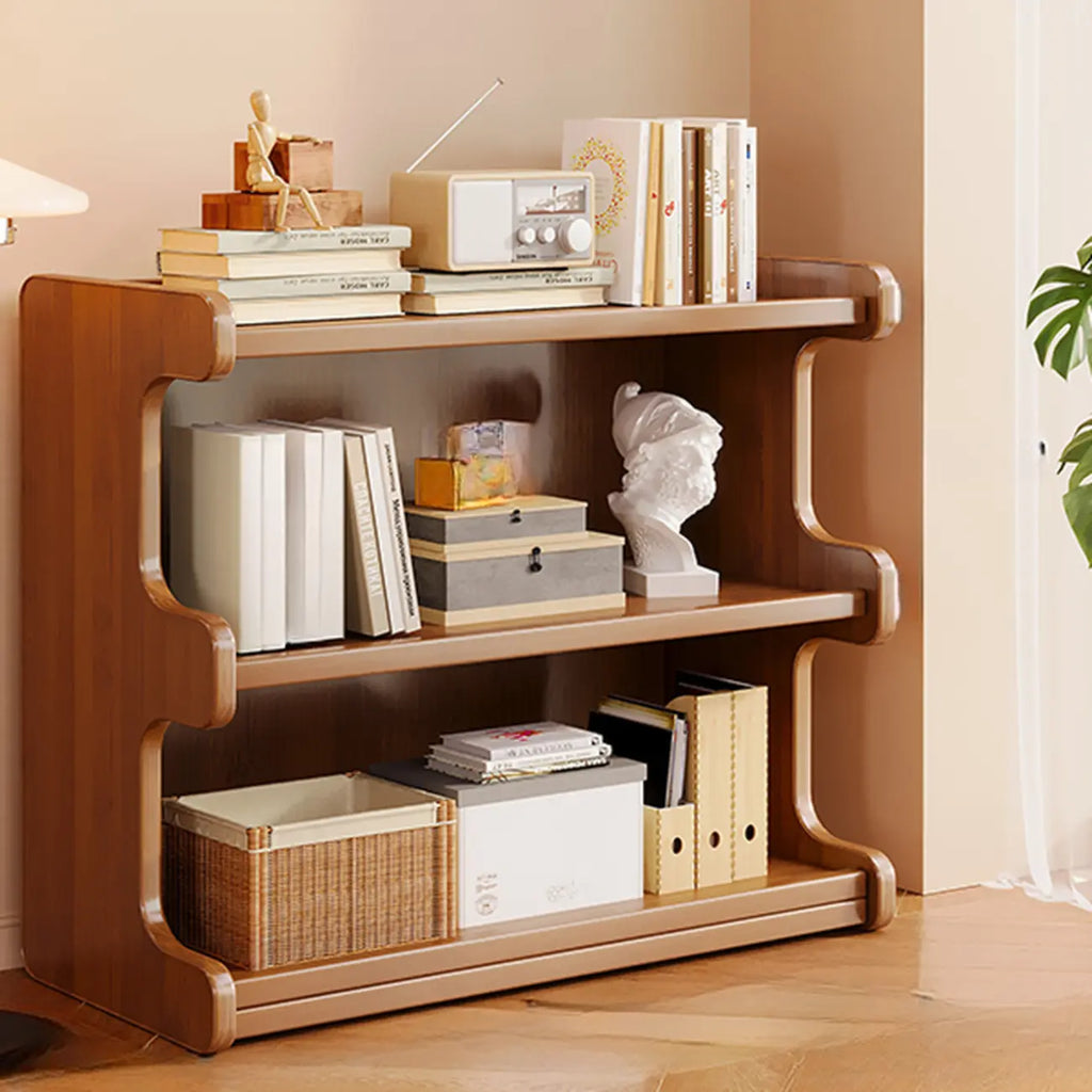 Bibliothèque moderne en bois brun, style échelle, pour le rangement de bureau