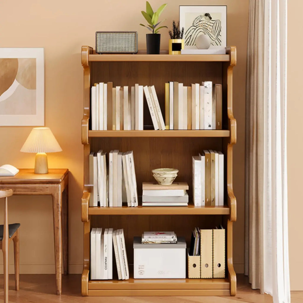 Bibliothèque moderne en bois brun, style échelle, pour le rangement de bureau
