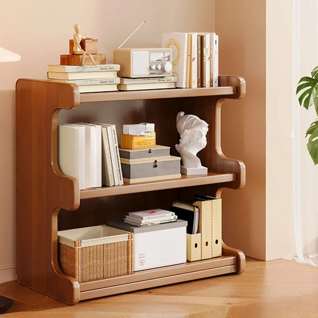 Bibliothèque moderne en bois brun, style échelle, pour le rangement de bureau