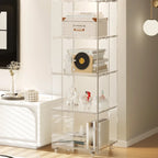 Étagère verticale moderne en Lucite transparente, bibliothèque roulante