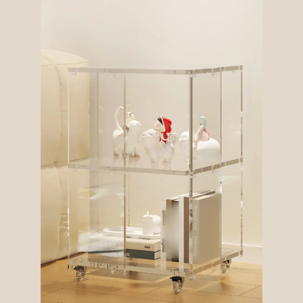 Étagère verticale moderne en Lucite transparente, bibliothèque roulante