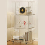 Étagère verticale moderne en Lucite transparente, bibliothèque roulante