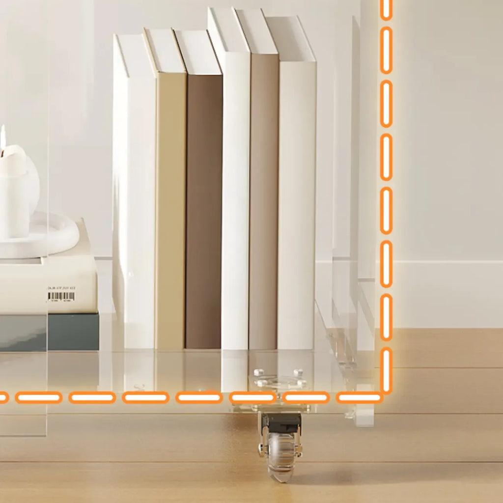 Étagère verticale moderne en Lucite transparente, bibliothèque roulante